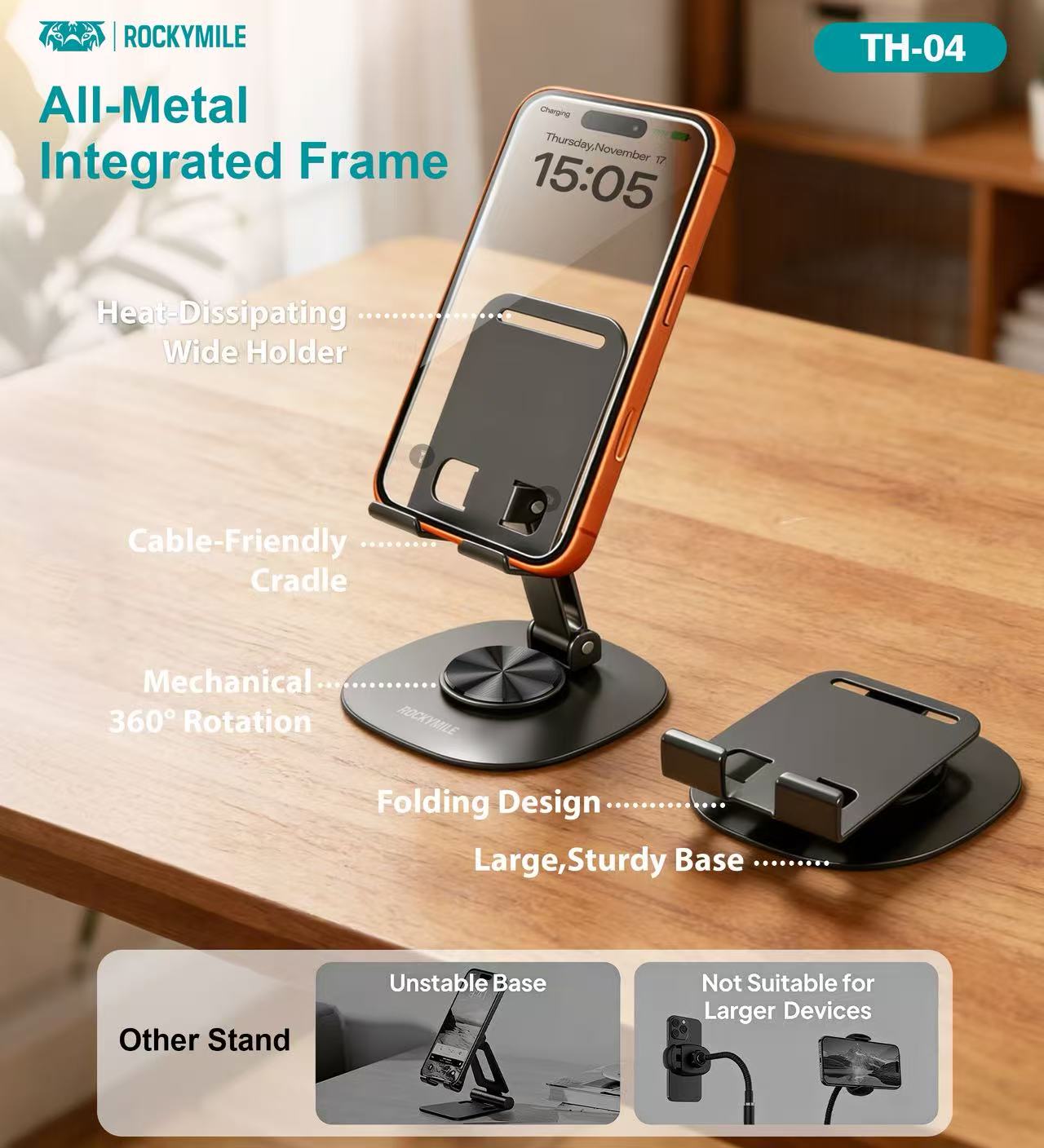 ADJUSTABLE METAL FOLDABLE DESKTOP STAND (FOR PHONE )(TH-04)